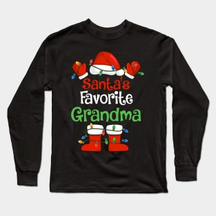 Santa's Favorite Grandma Funny Christmas Pajamas Long Sleeve T-Shirt